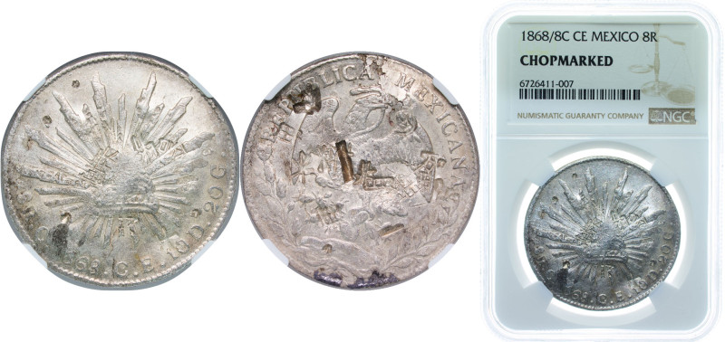 Mexico Federal Republic 1868 C CE 8 Reales Silver (.903) Culiacán Mint 27.07g NG...