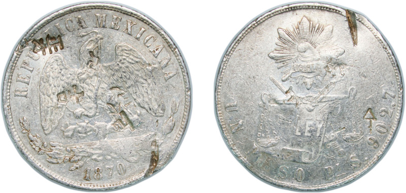 Mexico Federal Republic 1870 Pi S 1 Peso Silver (.903) San Luis Potosi Mint 27.1...