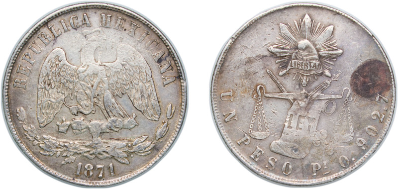 Mexico Federal Republic 1871 Pi O 1 Peso Silver (.903) San Luis Potosi Mint (210...