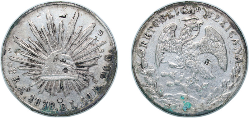 Mexico Federal Republic 1878 As DL 8 Reales Silver (.903) Alamos Mint (513000) 2...