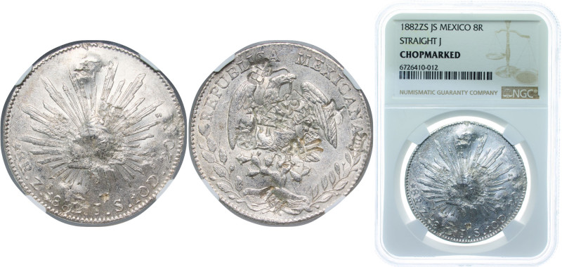 Mexico Federal Republic 1882 Zs JS 8 Reales Silver (.903) Zacatecas Mint 27.07g ...