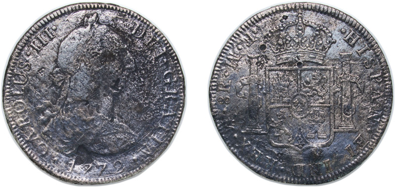 Mexico Spanish colony 1772 Mo MF 8 Reales - Carlos III Silver (.903) Mexico City...