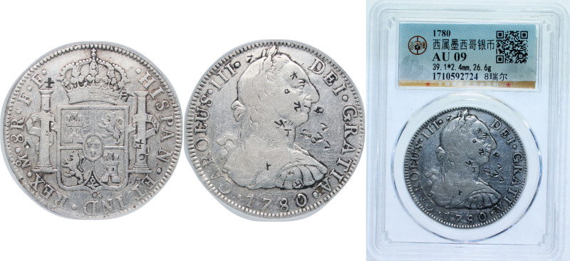 Mexico Spanish colony 1780 Mo FF 8 Reales - Carlos III Silver (.903) Mexico City...