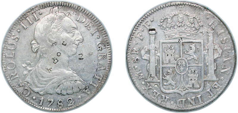 Mexico Spanish colony 1782 Mo FF 8 Reales - Carlos III Silver (.903) Mexico City...