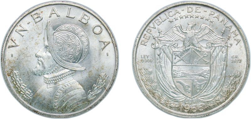 Panama Republic 1966 1 Balboa Silver (.900) Royal Mint (Tower Hill) (240000) 26....