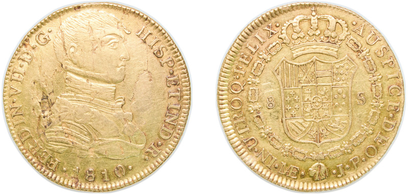 Peru Spanish colony 1810 LIMA JP 8 Escudos - Fernando VII (Colonial Milled Coina...