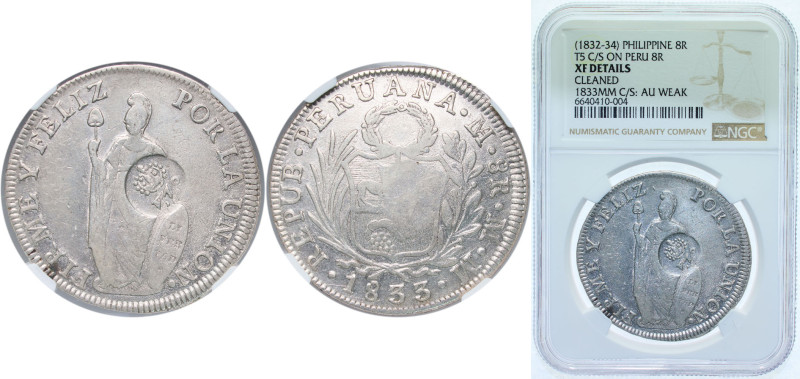Philippines Spanish colony 1832 - 1834 8 Reales - Isabella II (Countermark on Pe...