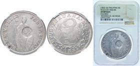 Philippines Spanish colony 1832 - 1834 8 Reales - Isabella II (Countermark on Peru 8 Reales, 1833) Silver (.903) 27.07g NGC XF Cleaned KM 138.2