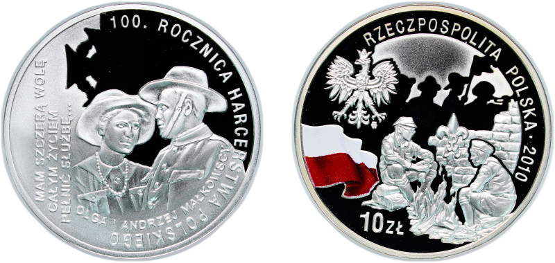 Poland Third Republic 2010 MW 10 Zlotys (Polish Scouting) Silver (.925) (pad pri...