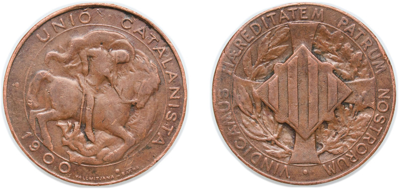 Spain Catalanist Union 1900 5 Centimos Copper 5g XF CRUmedal 928