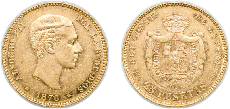 Spain Kingdom 1876 *18-76 DEM 25 Pesetas - Alfonso XII (2nd portrait) Gold (.900...