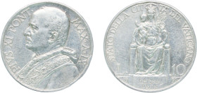 Vatican City City State 1930 10 Lire - Pivs XI Silver (.835) Rome Mint (50000) 9.99g XF KM 8