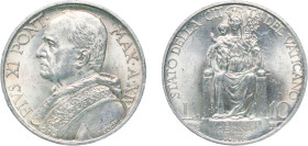 Vatican City City State 1935 10 Lire - Pivs XI Silver (.835) Rome Mint (50000) 9.97g BU KM 8