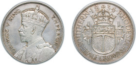 Zimbabwe Southern Rhodesia British colony 1934 ½ Crown - George V Silver (.925) Royal Mint (Tower Hill) (419000) 14.14g XF KM 5 Schön 7