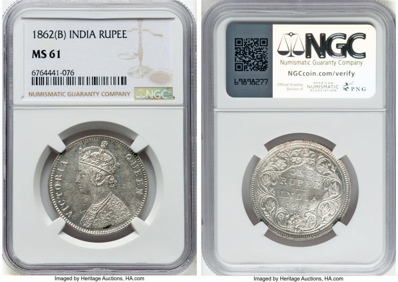 British India. Victoria 3-Piece Lot of Certified Assorted Rupees NGC, 1) Rupee 1...