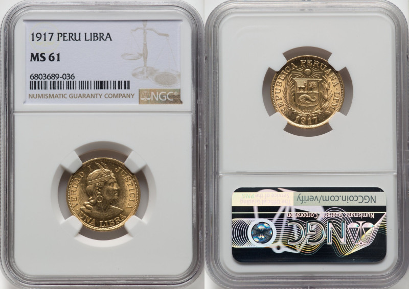 Republic gold Libra 1917 MS61 NGC, Lima mint, KM207, Fr-73. HID09801242017 © 202...