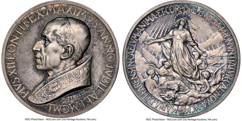 Pius XII silver "Assumption of Mary" Medal 1950 MS63 NGC, Bartolotti-pg 379. 43m...