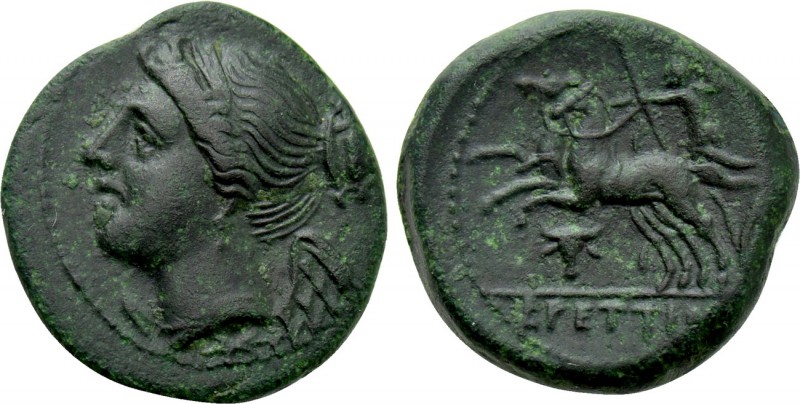 BRUTTIUM. The Brettii. Ae Half Unit (Circa 211-208 BC). 

Obv: Diademed bust o...