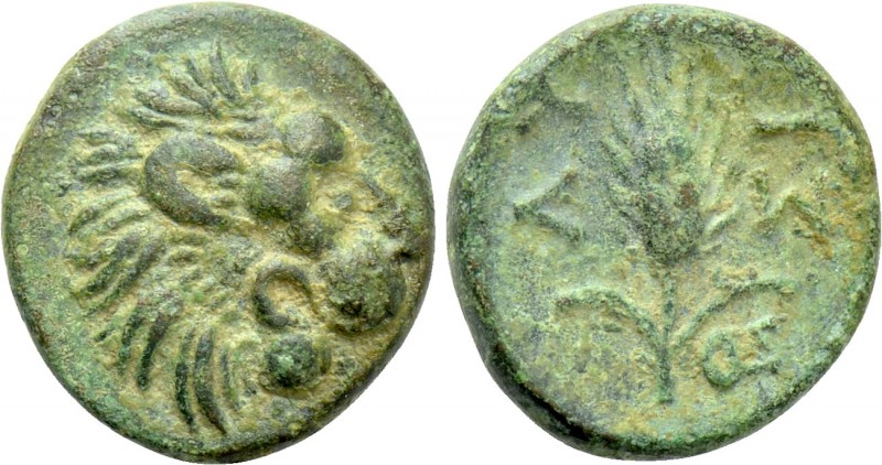 THRACE. Lysimacheia. Ae (Circa 225-199/8 BC). 

Obv: Head of lion right.
Rev:...
