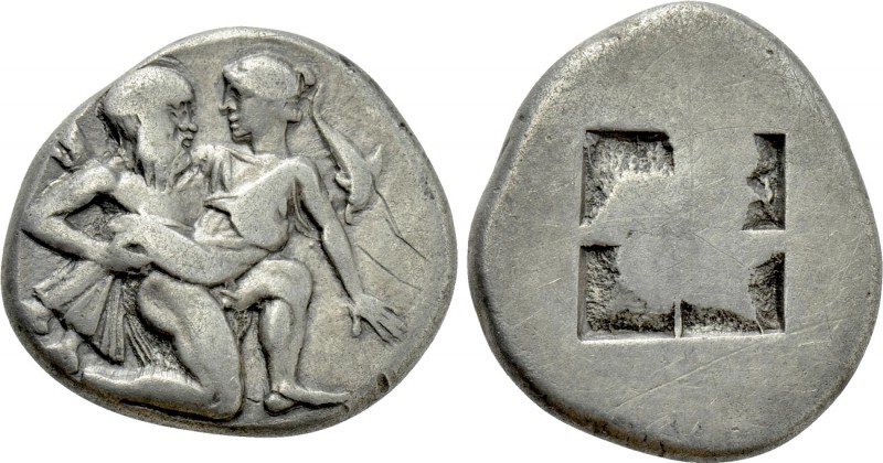 THRACE. Thasos. Stater (Circa 412-404 BC). 

Obv: Satyr advancing right, carry...