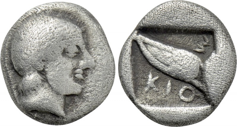 MACEDON. Skione. Tetrobol (Circa 480-454/3 BC). 

Obv: Male head right.
Rev: ...