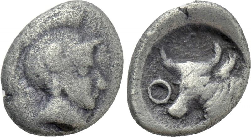 ASIA MINOR. Uncertain. Diobol(?) (Circa 4th century BC). 

Obv: Helmeted head ...