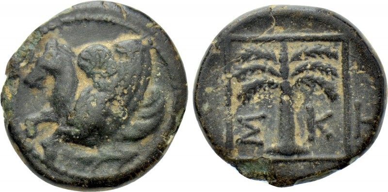 TROAS. Skepsis. Ae (4th century BC). 

Obv: Rhyton with forepart of Pegasos le...