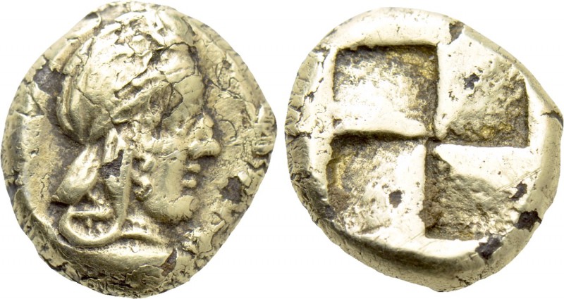 MYSIA. Kyzikos. Fourrée Hekte (5th-4th centuries BC). 

Obv: Head of Attis rig...