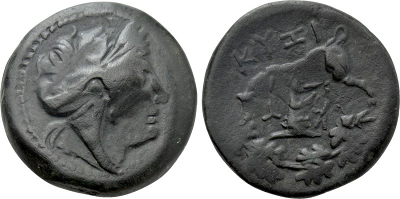 MYSIA. Kyzikos. Ae (3rd century BC). 

Obv: Head of Kore Soteira right, wearin...