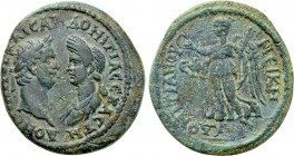 IONIA. Ephesus. Domitian with Domitia (81-96). Ae.