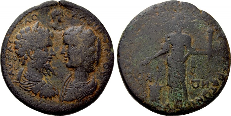 CARIA. Stratonicea. Septimius Severus with Julia Domna (193-211). Ae. Leontos, s...