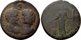 CARIA. Stratonicea. Septimius Severus with Julia Domna (193-211). Ae. Leontos, son of Alkaios, magistrate.