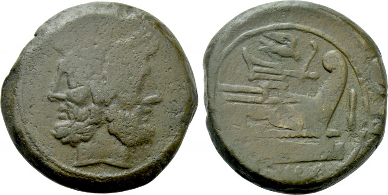 ANONYMOUS. As (206-105 BC). Rome. 

Obv: Laureate and bearded head of Janus; I...
