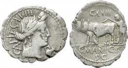 C. MARIUS C.F. CAPITO. Serrate Denarius (81 BC). Rome.