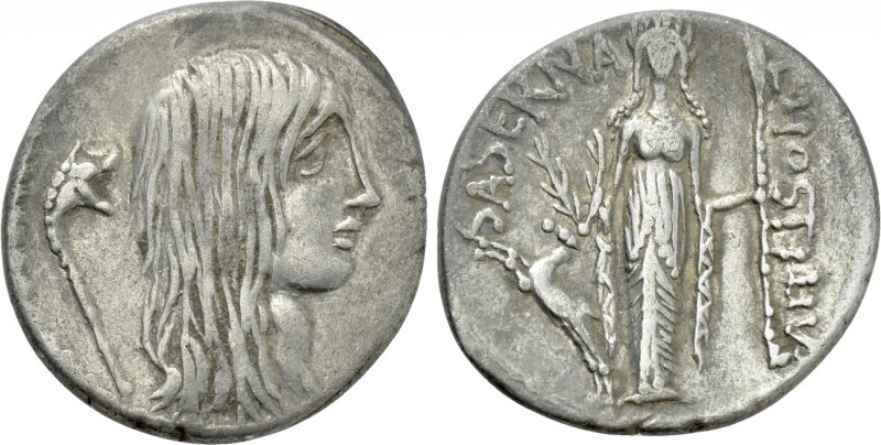 L. HOSTILIUS SASERNA. Denarius (48 BC). Rome. 

Obv: Head of Gallia right; car...