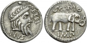 Q. CAECILIUS METELLUS PIUS SCIPIO. Denarius (47-46 BC). Military mint traveling with Scipio in Africa.