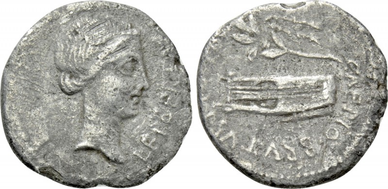 Q. SERVILIUS CAEPIO (M. JUNIUS) BRUTUS. Denarius (42 BC). Military mint travelin...
