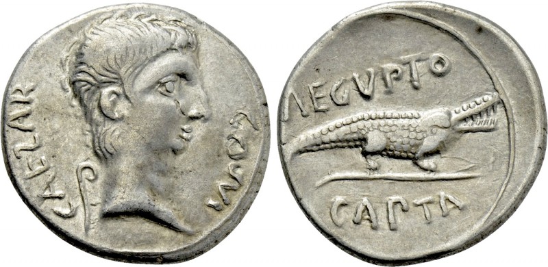 AUGUSTUS (27 BC-14 AD). Denarius. Contemporary imitation of an uncertain Italian...
