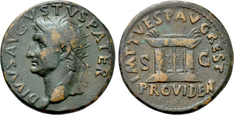 DIVUS AUGUSTUS (Died 14). Dupondius. Rome. Struck under Titus. 

Obv: DIVVS AV...