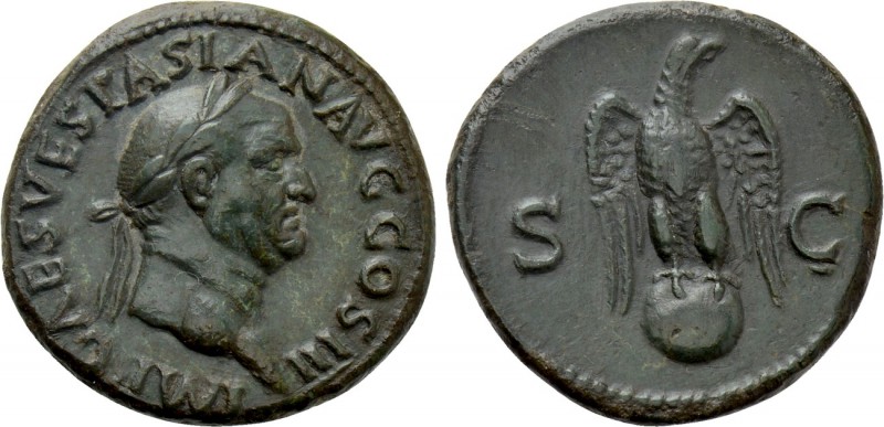 VESPASIAN (69-79). As. Rome. 

Obv: IMP CAES VESPASIAN AVG COS III. 
Laureate...