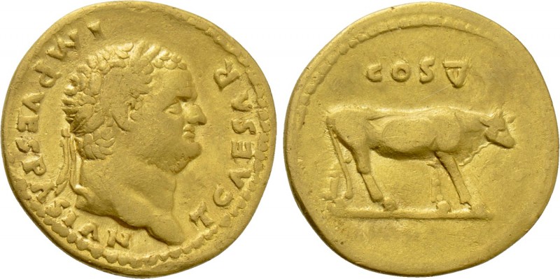 TITUS (Caesar, 69-79). GOLD Aureus. Rome.

Obv: T CAESAR IMP VESPASIAN.
Laure...