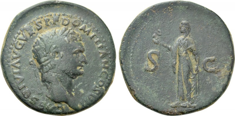 DOMITIAN (Caesar, 69-81). Sestertius. Rome. 

Obv: CAES DIVI AVG VESP F DOMITI...