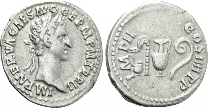 NERVA (96-98). Denarius. Rome. 

Obv: IMP NERVA CAES AVG GERM P M TR P II. 
L...