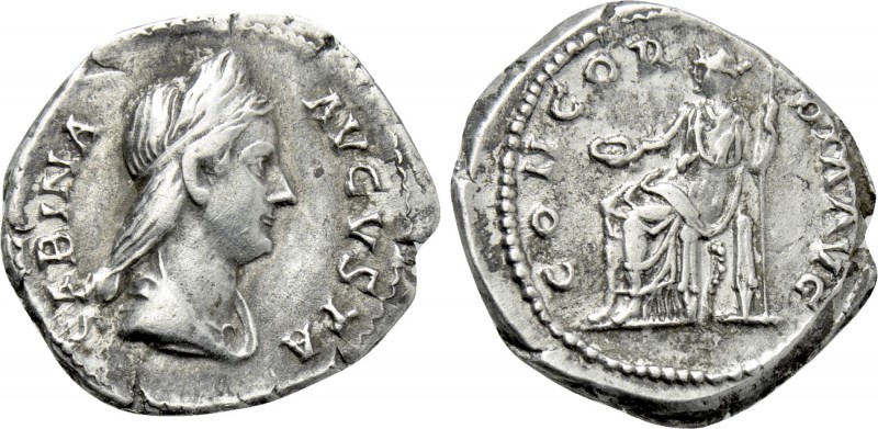 SABINA (Augusta, 128-136/7). Denarius. Rome. 

Obv: SABINA AVGVSTA. 
Draped b...