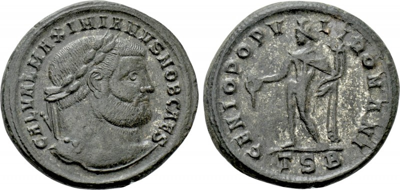 GALERIUS (Caesar, 293-305). Follis. Thessalonica. 

Obv: GAL VAL MAXIMIANVS NO...