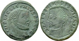 LICINIUS I (308-324). Follis. Obverse brockage from uncertain mint.