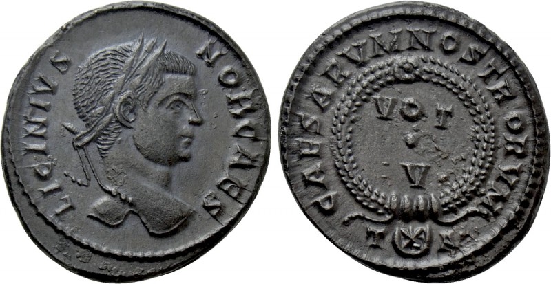 LICINIUS II (Caesar, 317-324). Follis. Arelate. 

Obv: LICINIVS NOB CAES. 
La...