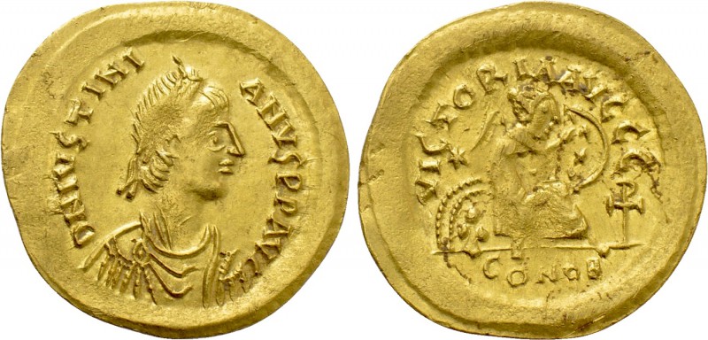 JUSTINIAN I (527-565). GOLD Semissis. Constantinople. 

Obv: D N IVSTINIANVS P...