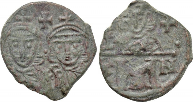 CONSTANTINE V COPRONYMUS with LEO IV and LEO III (741-775). Follis. Constantinop...