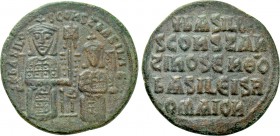 BASIL I THE MACEDONIAN with CONSTANTINE (867-886). Follis. Constantinople.
